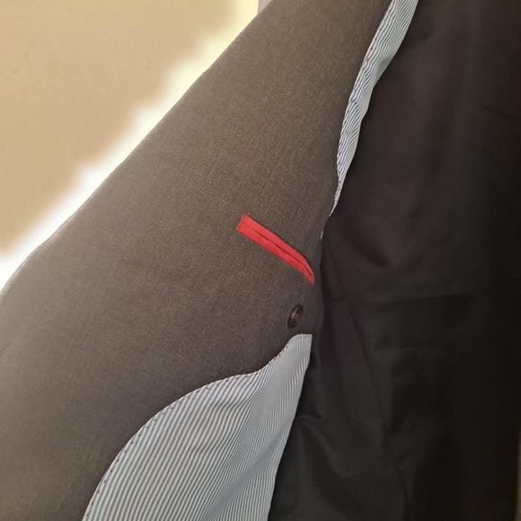 Chaps Grey 2-Button Notch Collar Long Sleeve Blazer Jacket / Sport Coat - Picture 9 of 11